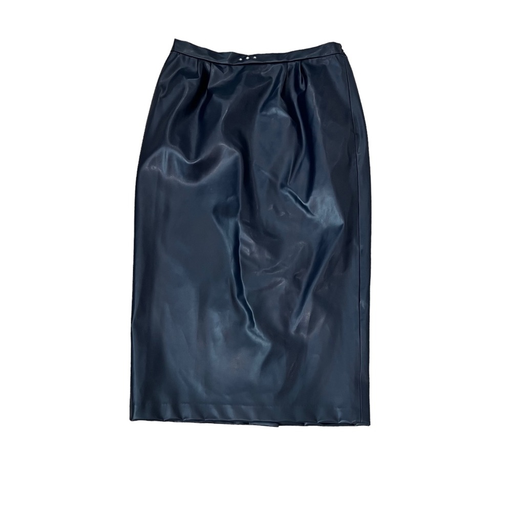 Vintage Stella Louise for KB Navy Blue Vegan Leather Maxi Skirt Size 14W